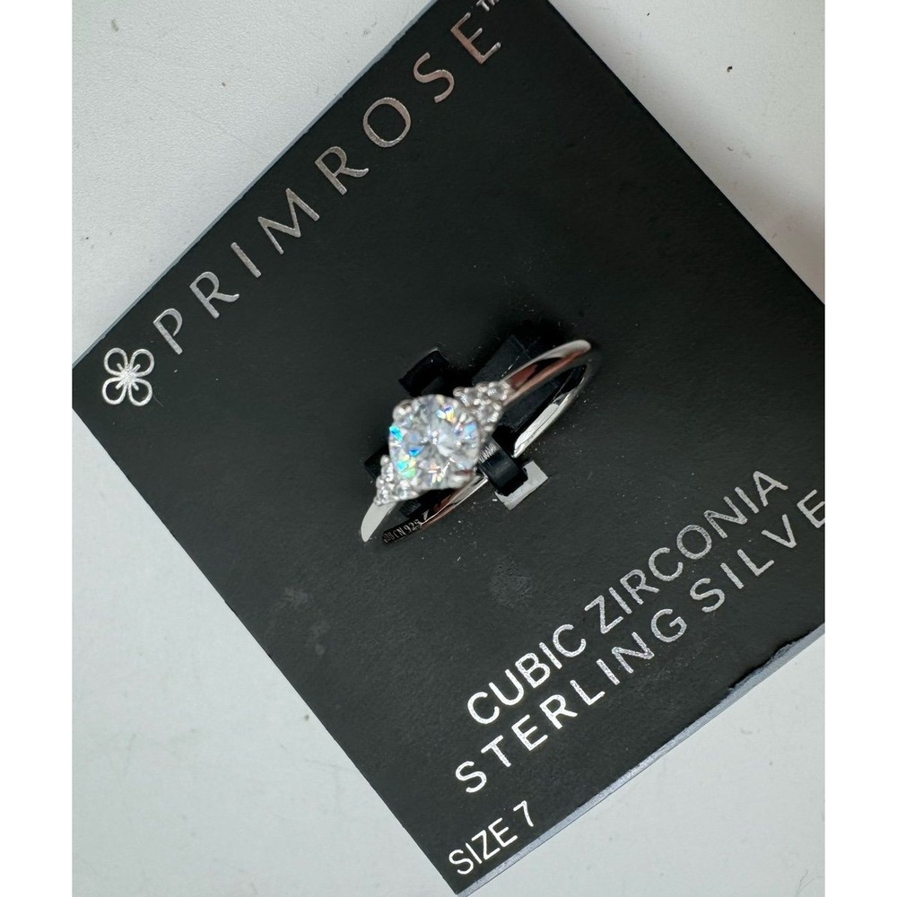 Primrose Sterling Silver Cubic Zirconia Round Cut Accent Ring Size 7 NEW